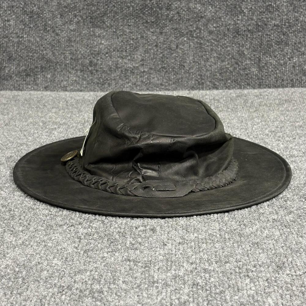 Outback Survival Gear Slouch Hat Womens L Black Leather Wide Brim Outdoor KOL